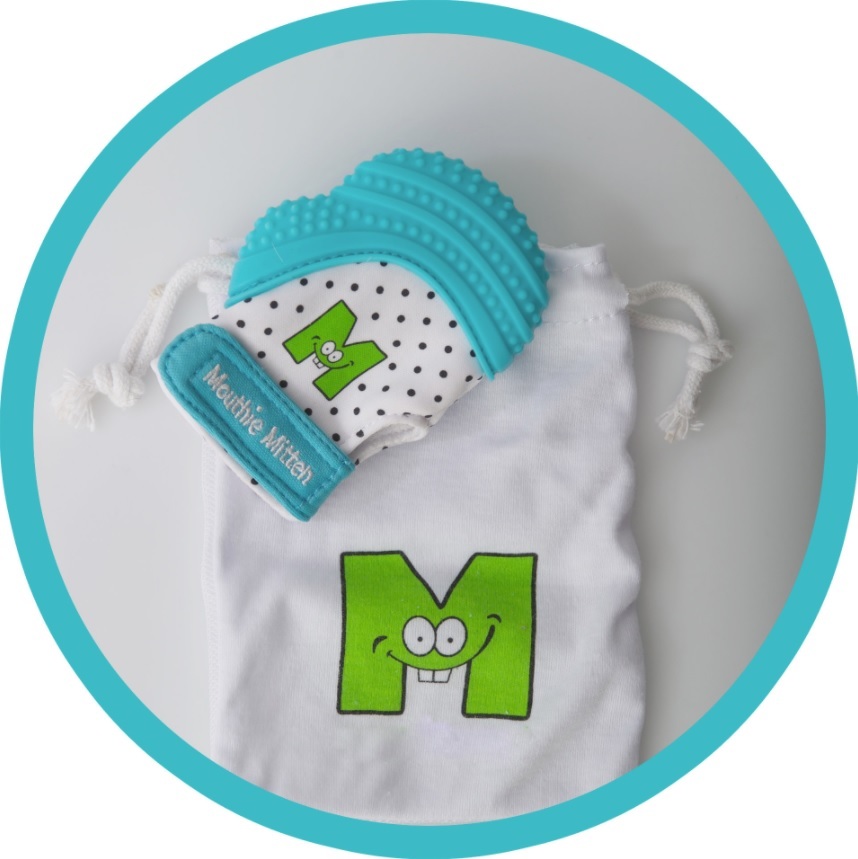 Mouthie Mitten Teething Mitten (Aqua Blue)