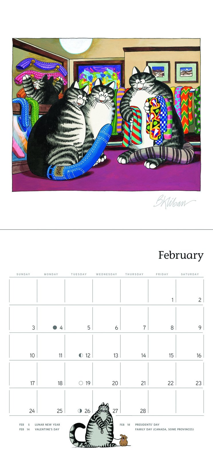 B.Kilban Cat 2019 Mini Wall Calendar