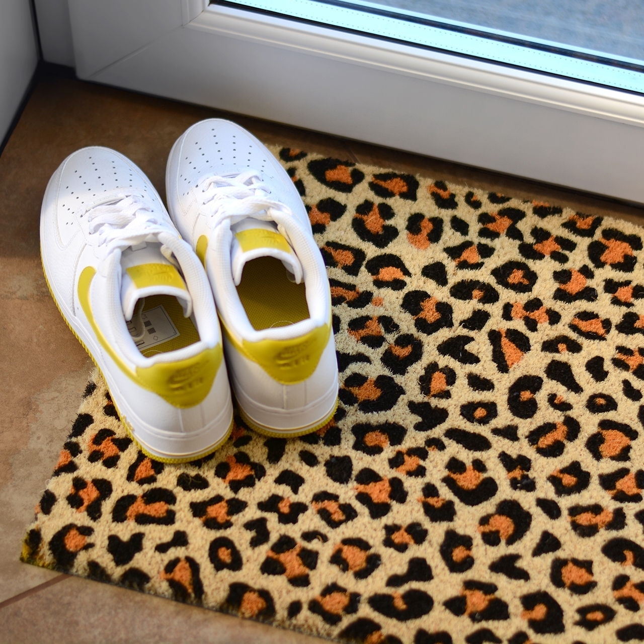 Leopard Print Funky Front Coir Doormat at Mighty Ape NZ