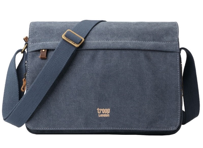 Troop London: Classic Small Flap-Front Messenger Bag - Blue image