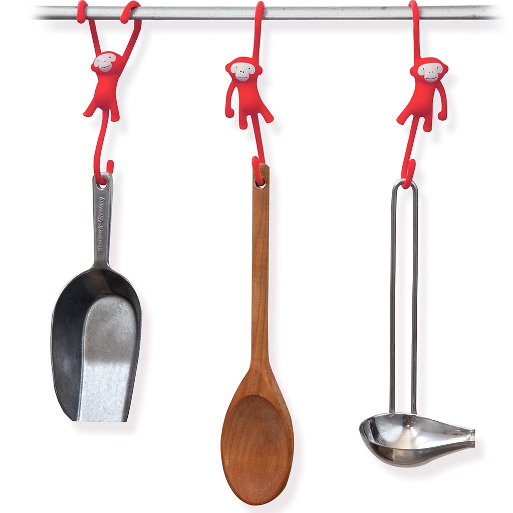 Monkey Business: Just Hanging Kitchen Hooks (Red)