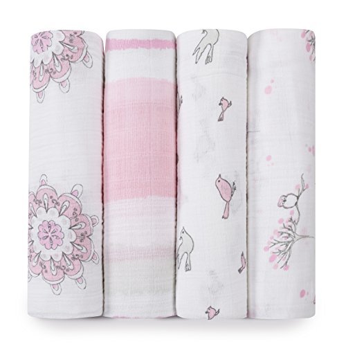 Aden+Anais Classic Swaddle - For The Birds (4 Pack Swaddling Wraps)