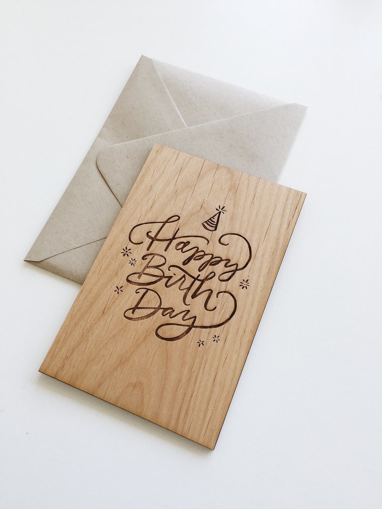 Cardtorial Wooden Card - Happy Birthday Party Hat image