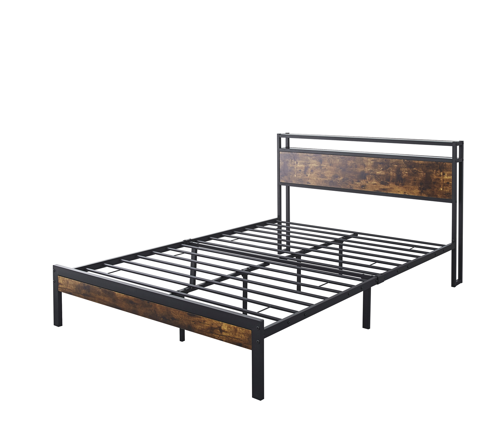 Buy Fraser Country Double Metal Bed Frame with Wooden Rustic Brown