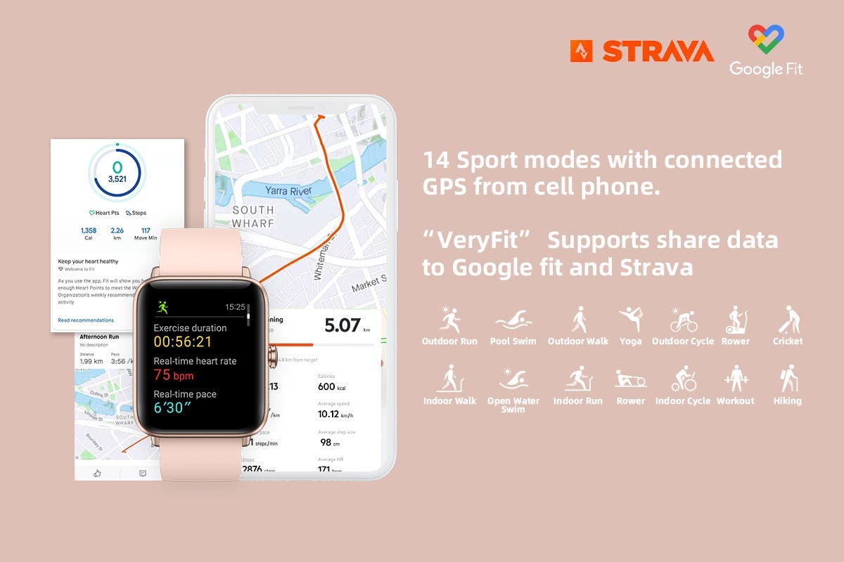 Kogan Active+ II Smart Watch (Rose Gold) at Mighty Ape NZ