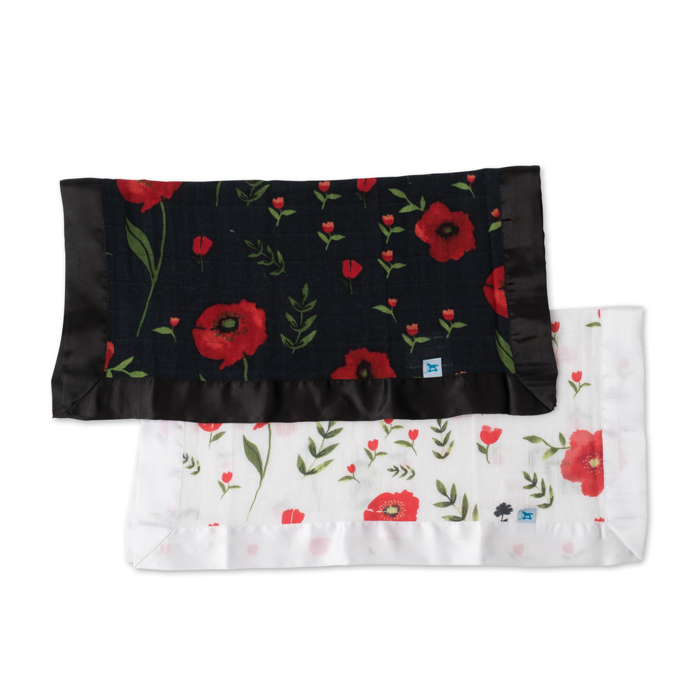 Little Unicorn: Muslin Security Blanket 2 Pack - Summer Poppy & Dark Poppy