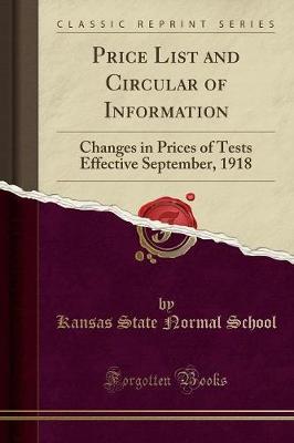 Price List and Circular of Information by Kansas State Normal School