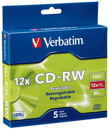 Verbatim CD-RW 700MB 5Pk Slim 4x-12x High Speed image