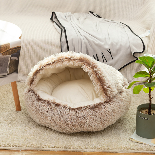 Buy Zoomies Hooded Snuggler Pet Bed Medium 50cmLight Brown at Mighty