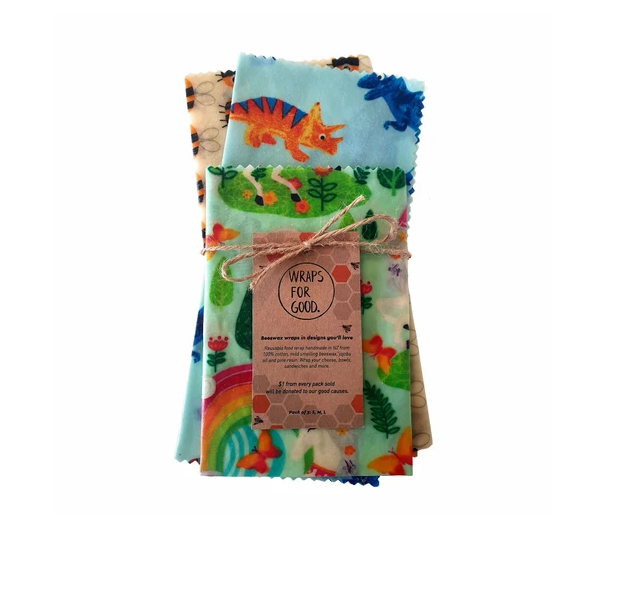 Beeswax Wraps Reusable Food Wrap - Kids Mixed