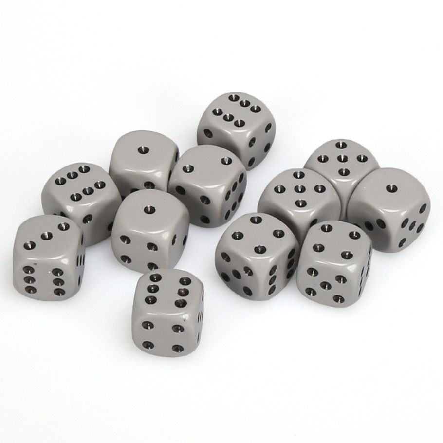 Chessex: D6 Opaque Cube Set (16mm) - Grey/Black image
