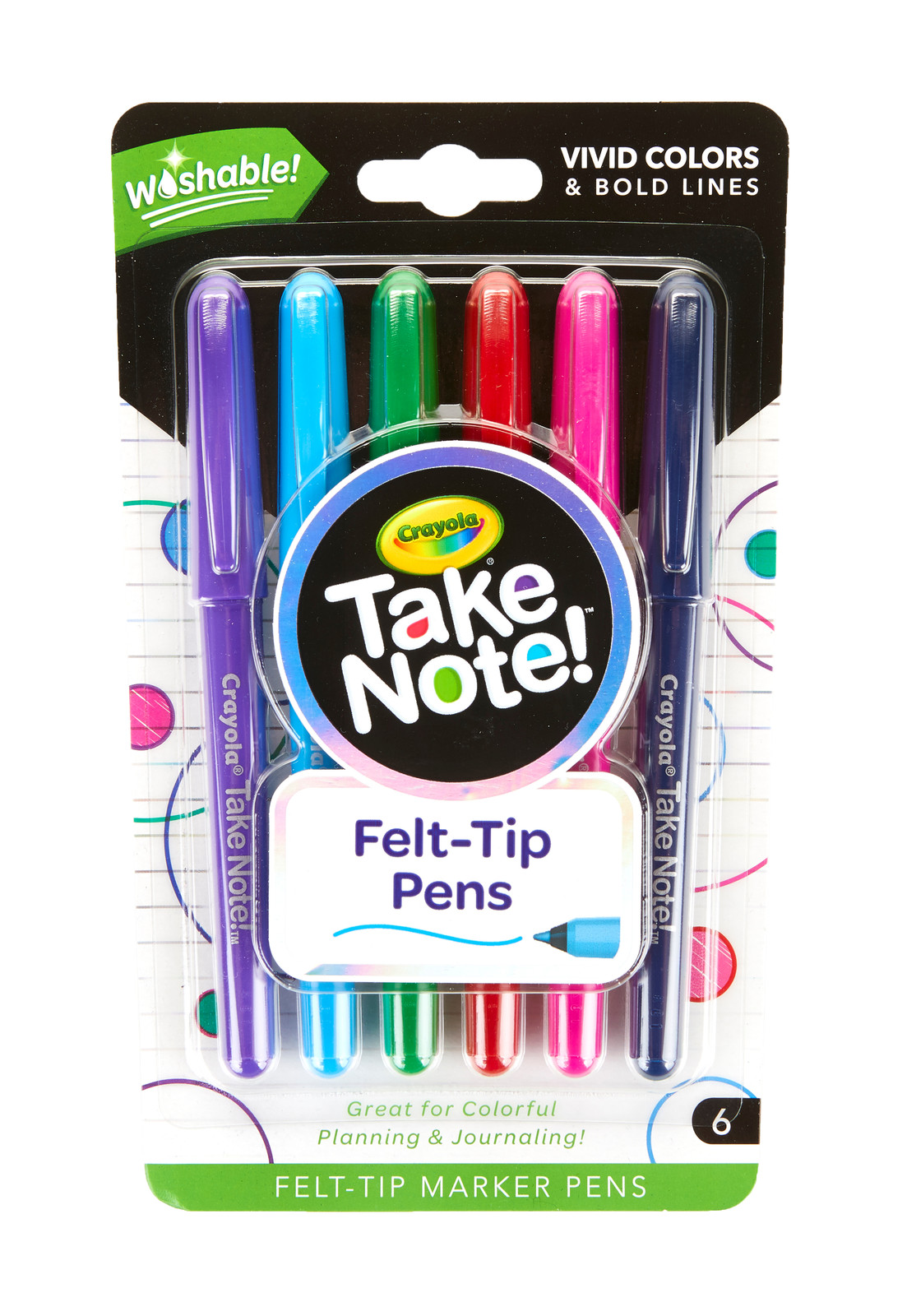 Crayola: Take Note - Washable Marker Pen (6 Pack) image