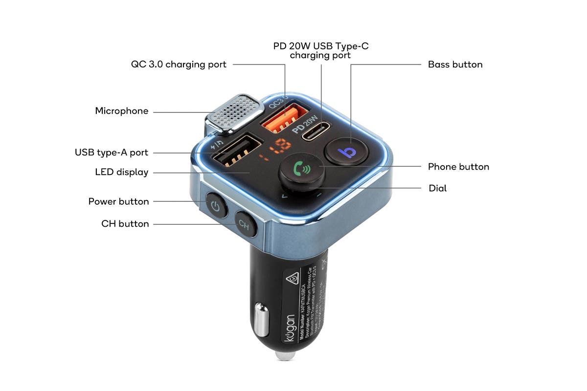 Kogan Premium Wireless Car Bluetooth FM Transmitter at Mighty Ape NZ
