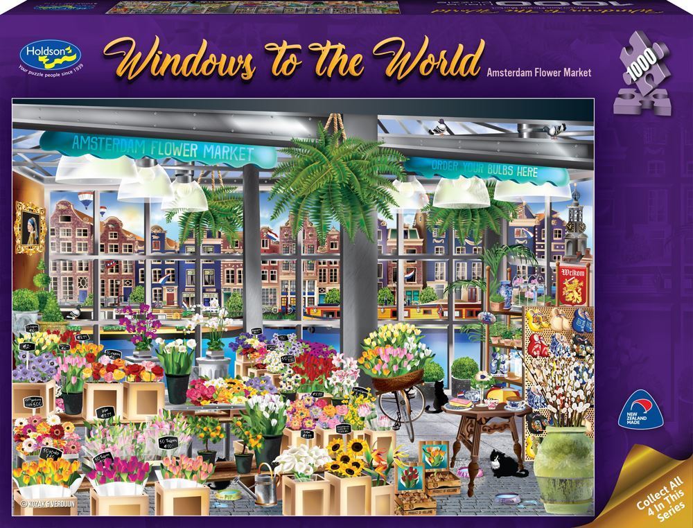 Holdson: 1,000 Piece Puzzle - Windows of the World (Amsterdam Flower Market) image