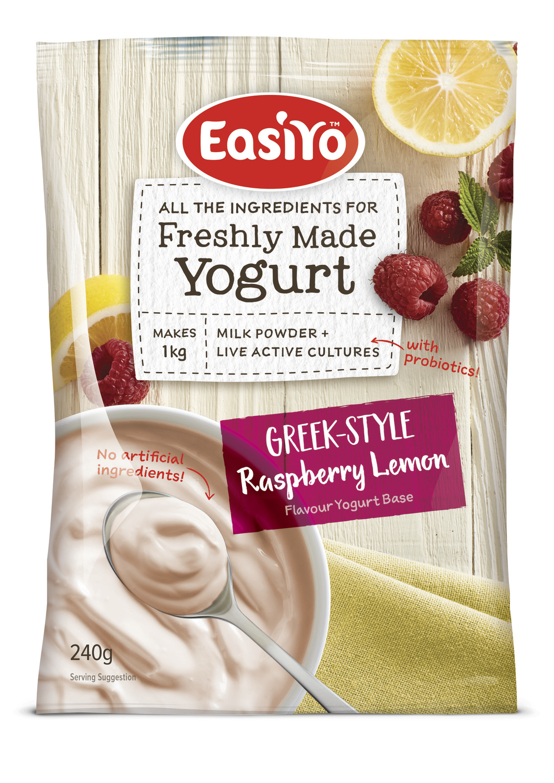 Easiyo Greek-Style Raspberry & Lemon (230g) image