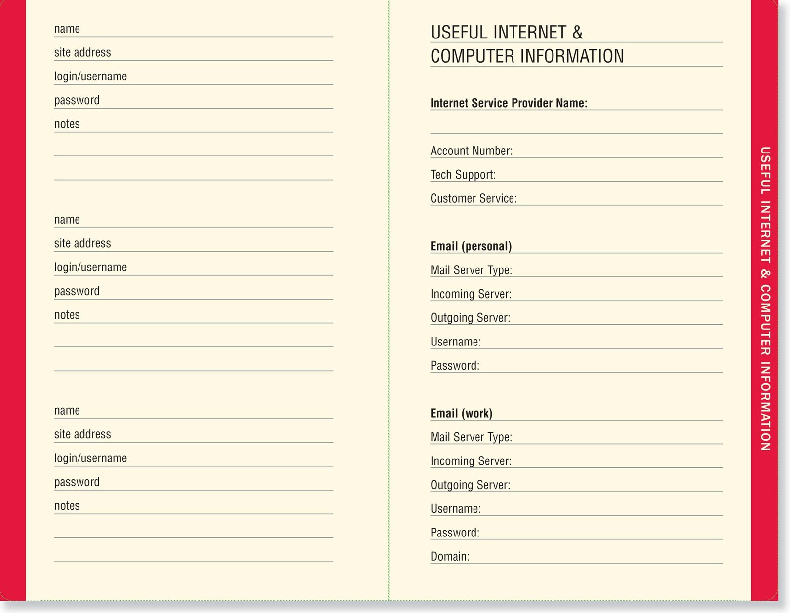 The Personal Internet Address & Password Logbook (Red) on Hardback