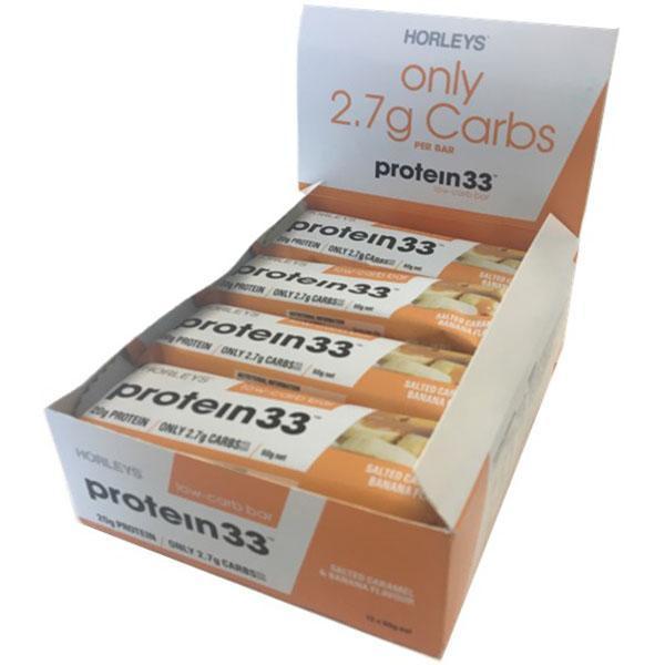 Horleys Protein 33 Low Carb Bars - Salted Caramel & Banana (12 x 60g Pack) image