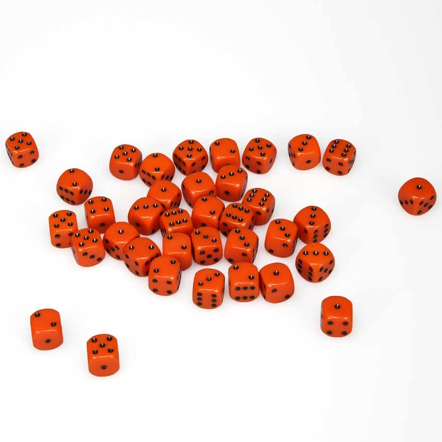 Chessex: D6 Opaque Cube Set (12mm) - Orange/Black image