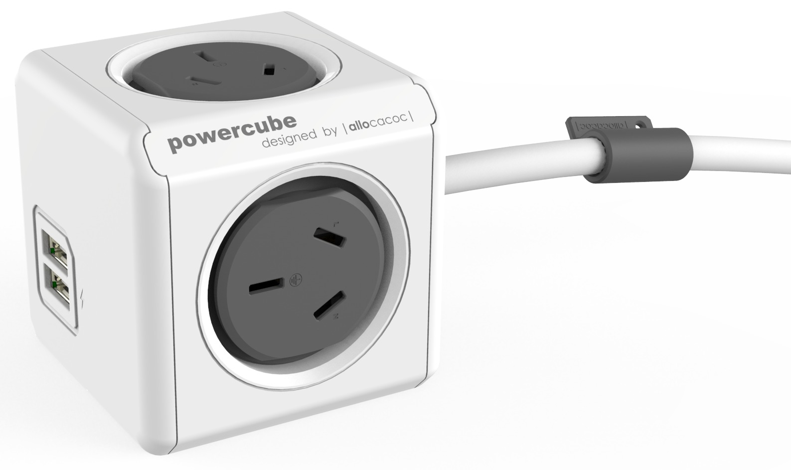 allocacoc PowerCube Extended USB 3m - 4 Outlets, 2 USB image