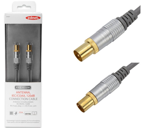 Ednet Coax (M) to Coax (F) Antenna Connection Cable (2.5m) image