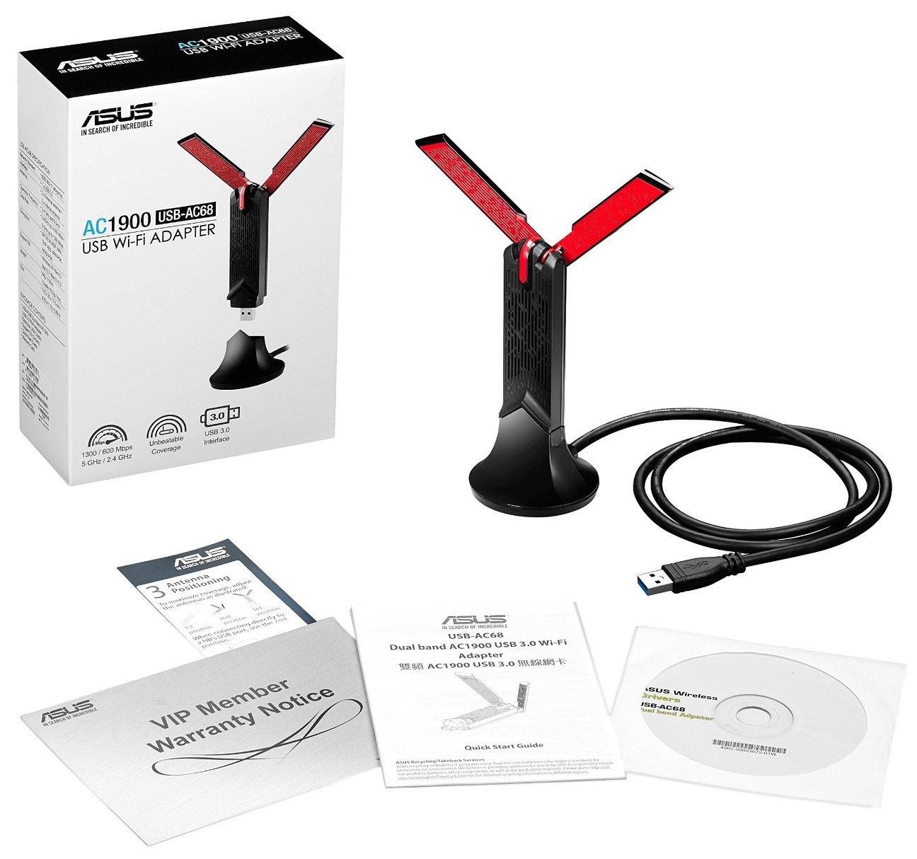 ASUS USB-AC68 AC1900 WiFi USB Adapter image