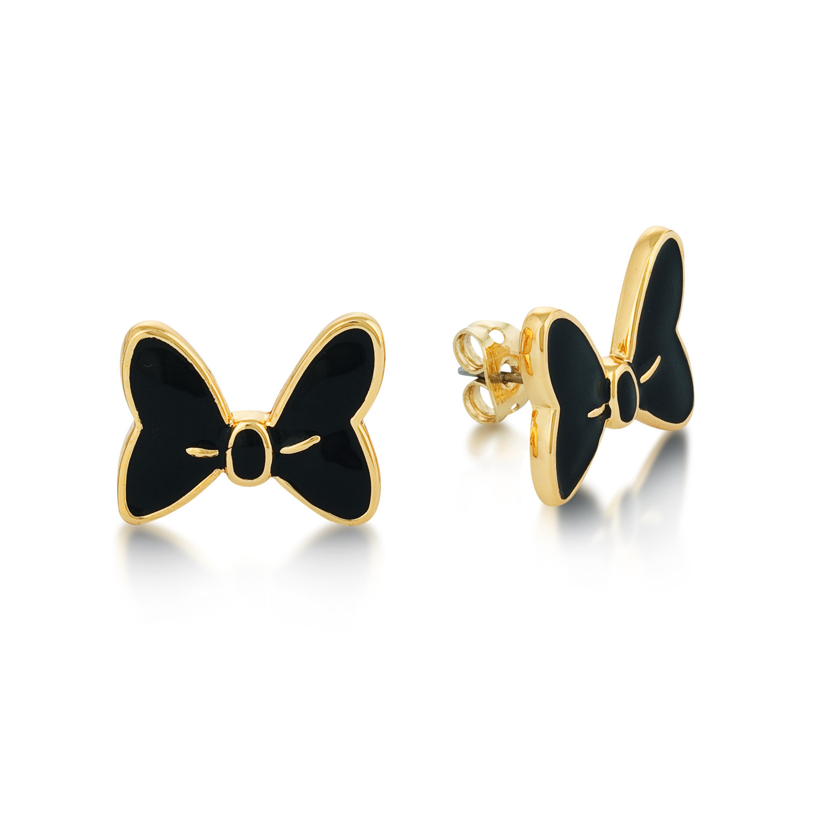 Couture Kingdom: Disney Minnie Mouse Black Bow Studs - Yellow Gold