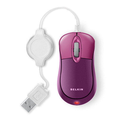 Belkin Mini Retractable USB Mouse - PlumBerry image