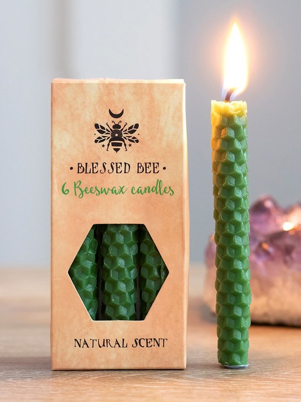 Blessed Bee Beeswax Spell Candles Green at Mighty Ape NZ