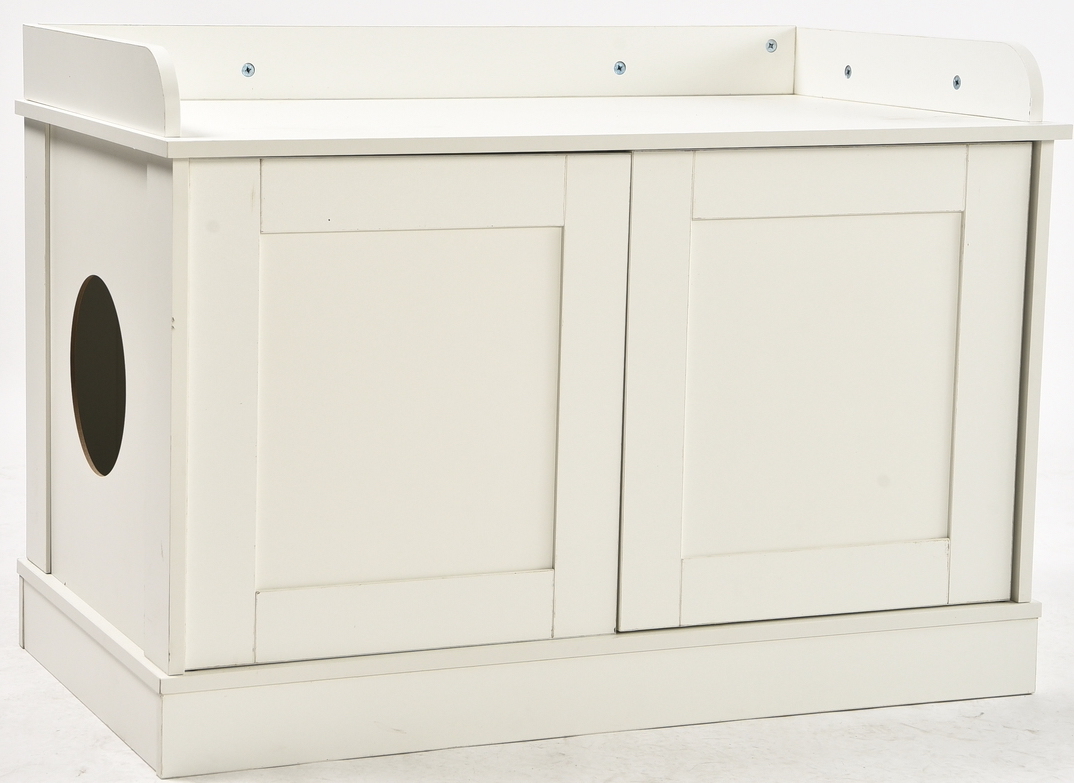 Buy Large Wooden Cat Litter Box Enclosure With Divider White