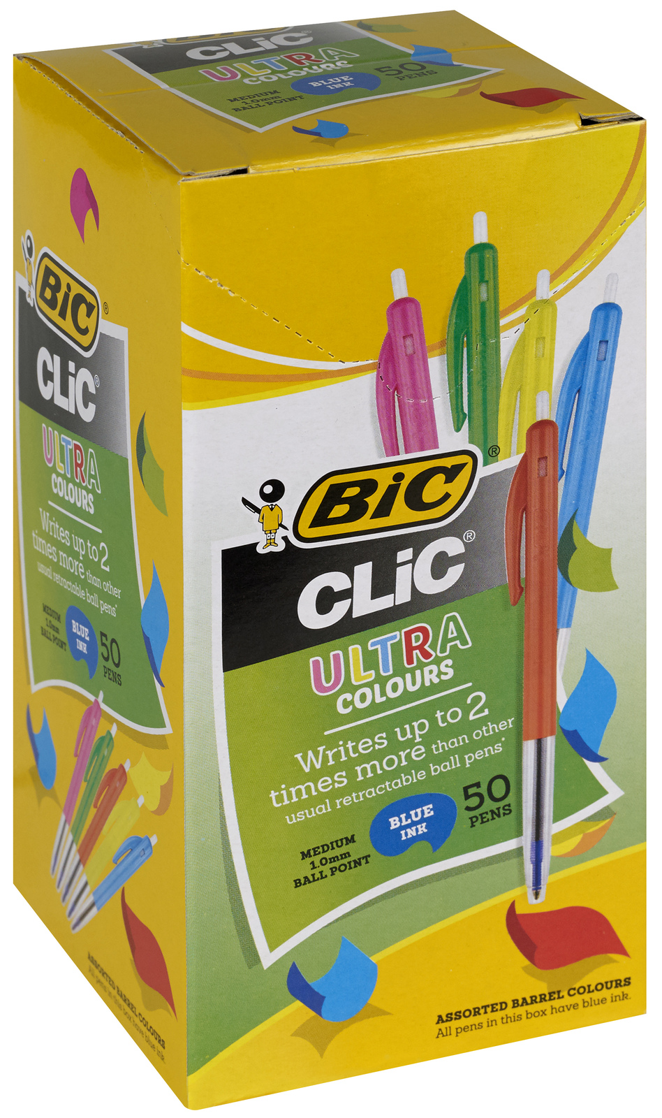 Bic: Clic Medium Ballpoint Pen - Blue w/ Assorted Barrel Colours (Box of 50) image