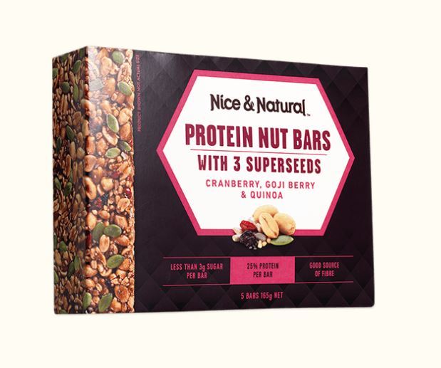 Nice & Natural Protein Nut Bars - Cranberry Goji Berry & Quinoa (165g) image