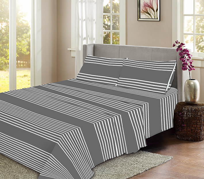 Striped Flannelette Sheet Set Single at Mighty Ape NZ