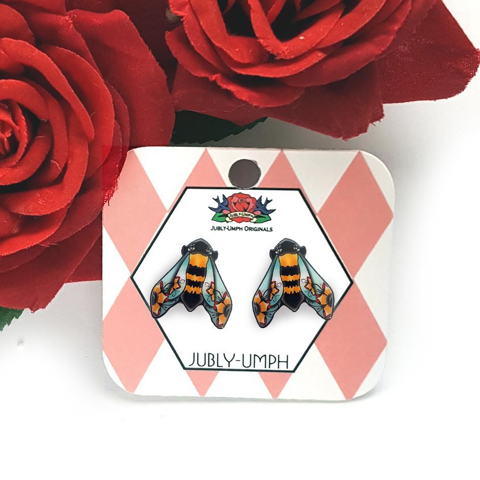 Painted Bumble Bee Stud Earrings image