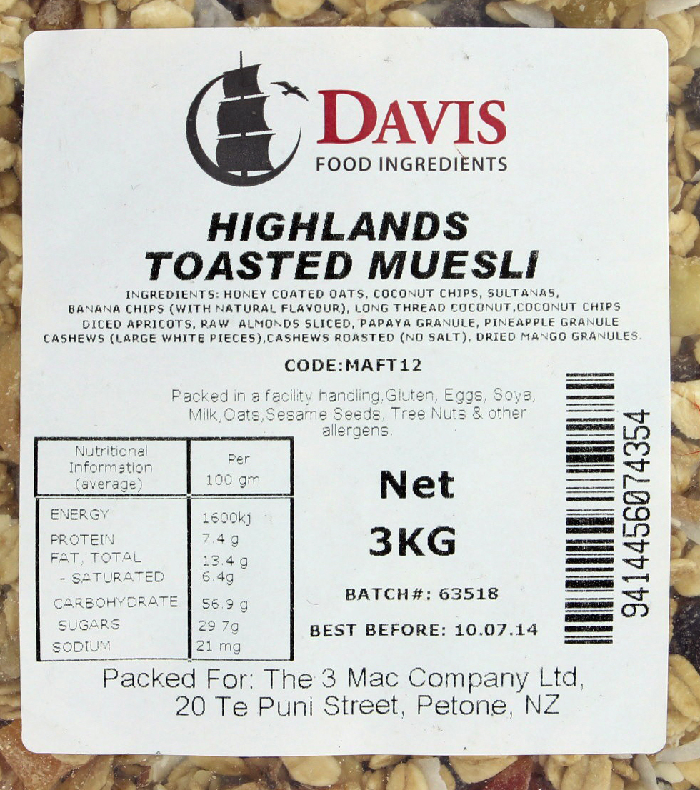 Davis Highlands Toasted Muesli (3kg) image