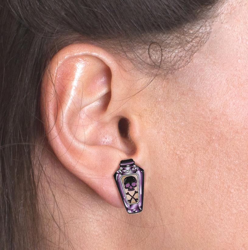 Purple Poison Bottle Stud Earrings