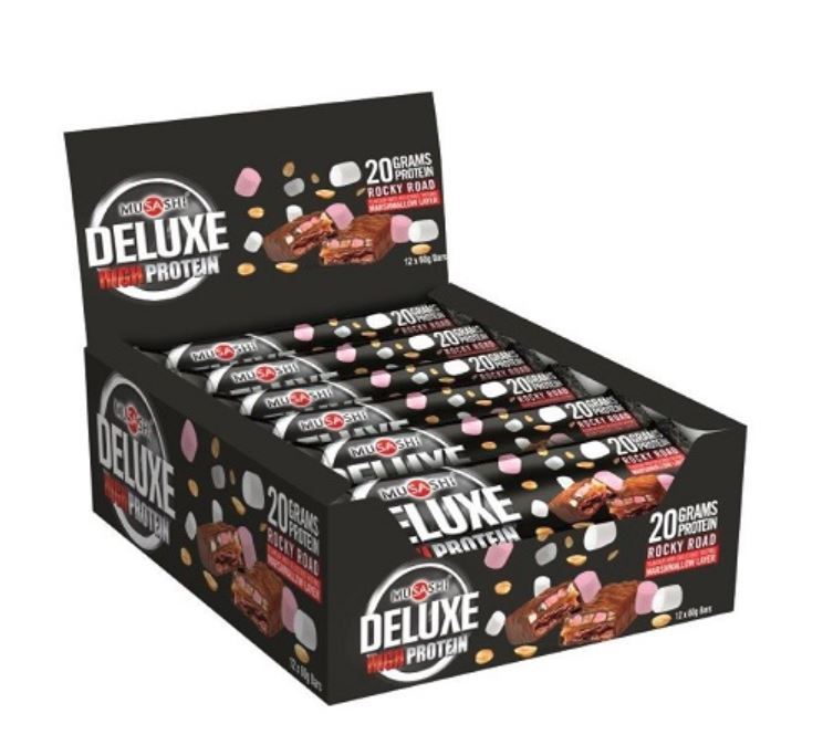 Buy Musashi Deluxe High Protein Bar Rocky Road (12x60g) at Mighty Ape NZ