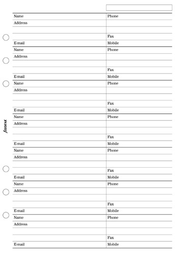 Filofax: A5 Name & Address Refills (25 Sheets)