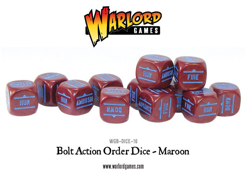 Bolt Action Orders Dice Maroon (12)