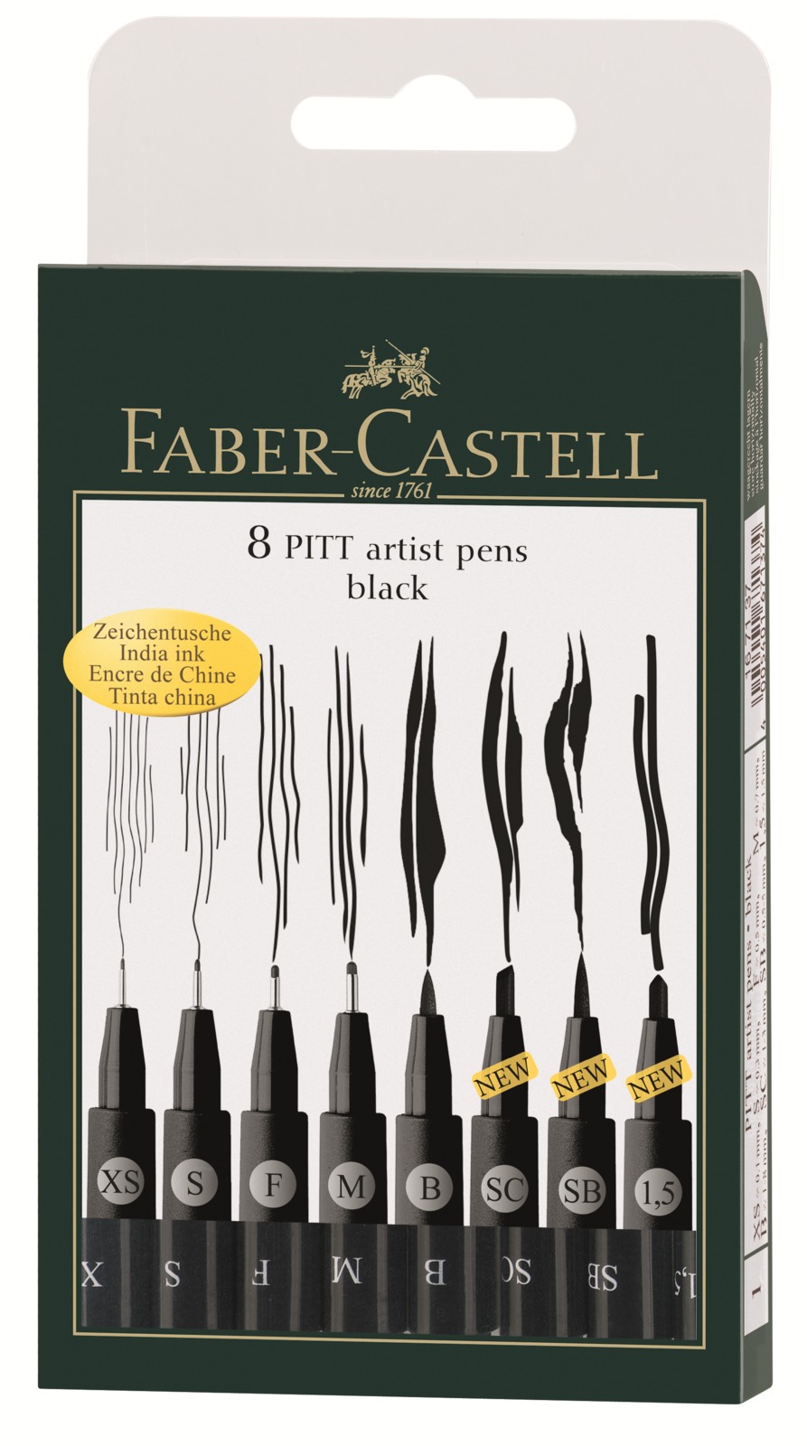 Faber-Castell: Pitt Artist Pens Black (Wallet of 8)