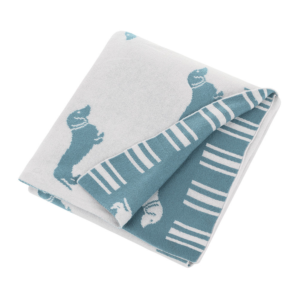 Emily Bond Knit Throw Blanket - Blue Dachshunds image