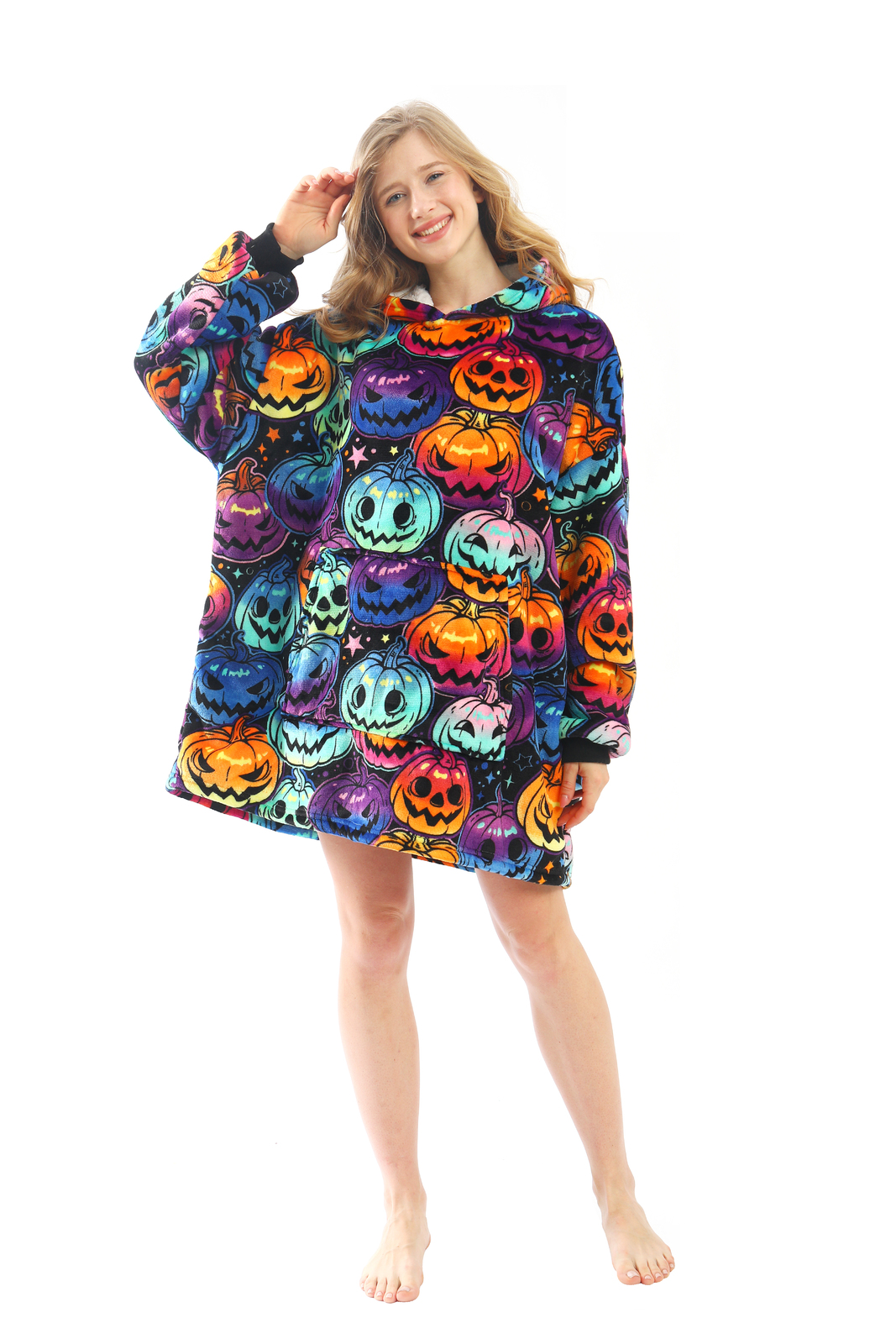 Printed Cuddle Hoodie Blanket Pumpkin at Mighty Ape NZ