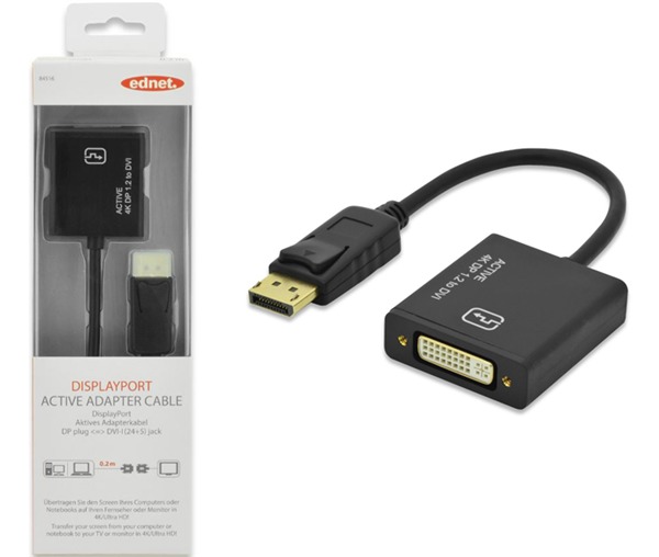 Ednet Active DisplayPort to DVI Adapter Cable (0.2m)