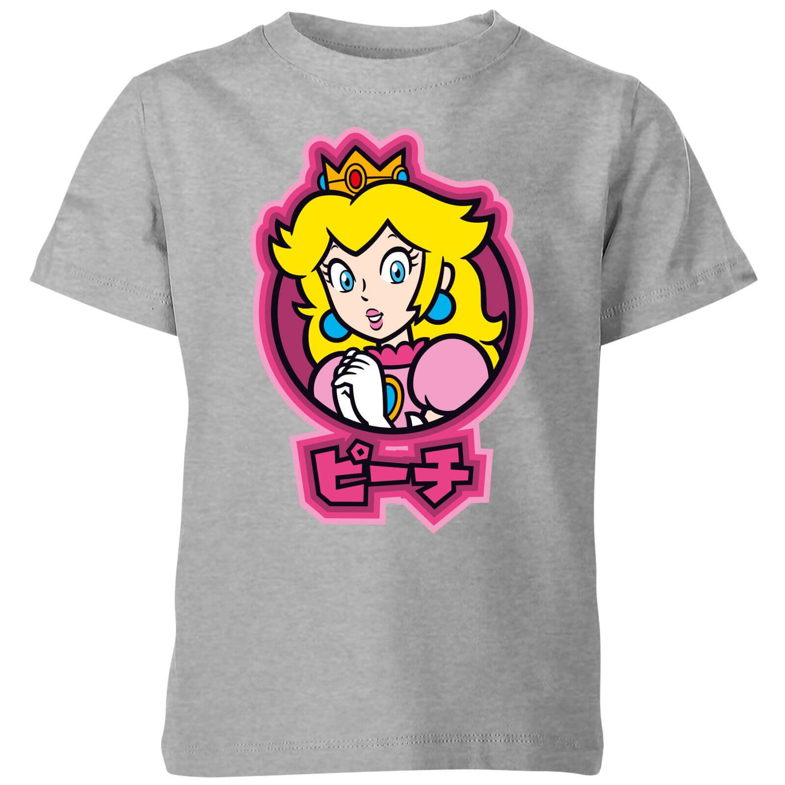 Nintendo Super Mario Peach Kanji Kids' T-Shirt - Grey - 11-12 Years image
