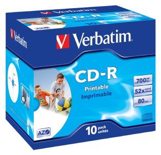 Verbatim CD-R 700MB 10Pk JC White Wide InkJet 52x image