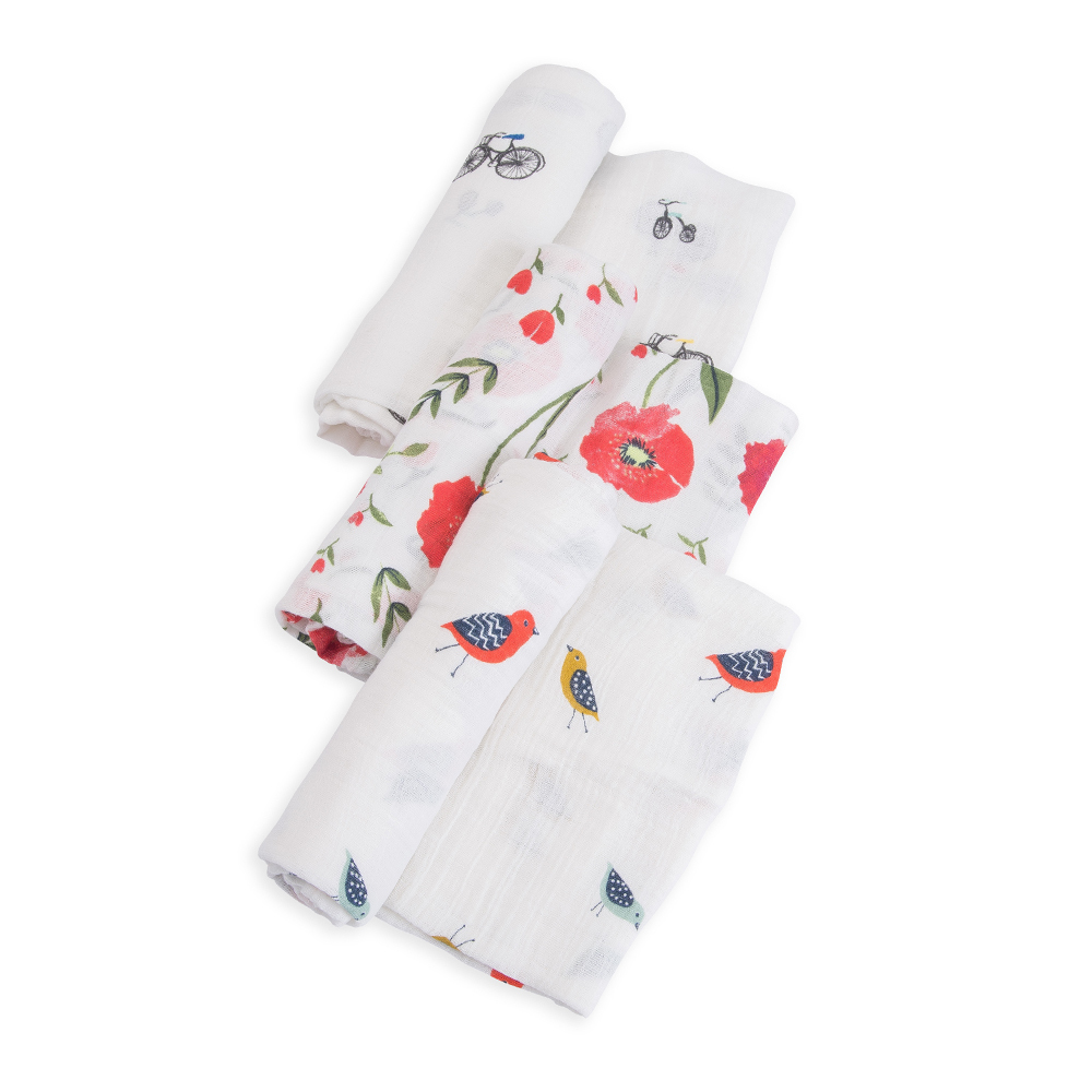 Little Unicorn - Cotton Muslin Swaddle - Summer Poppy (3 Pack)