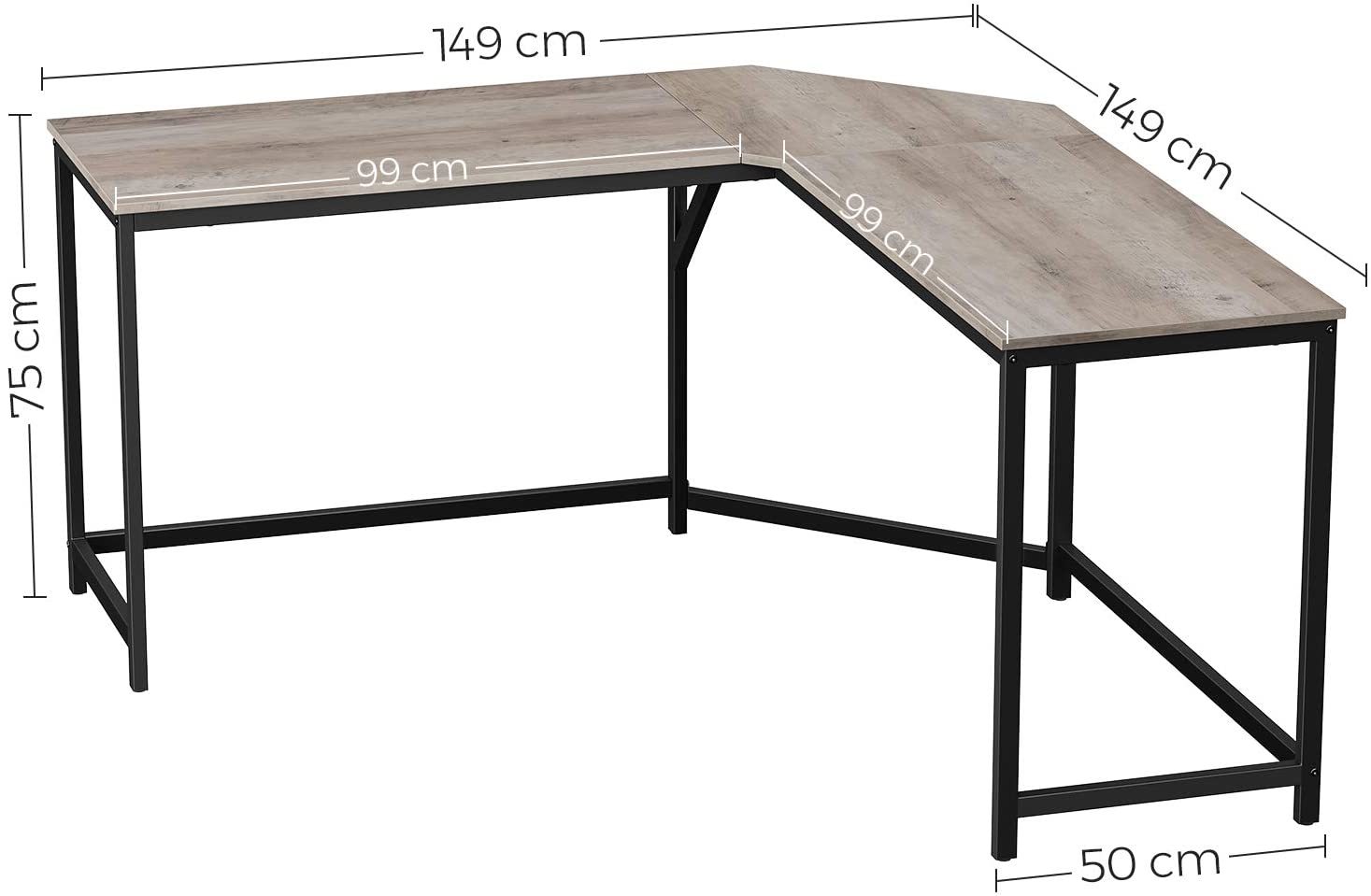 Buy Vasagle LShaped Computer Desk Greige + Black at Mighty Ape NZ
