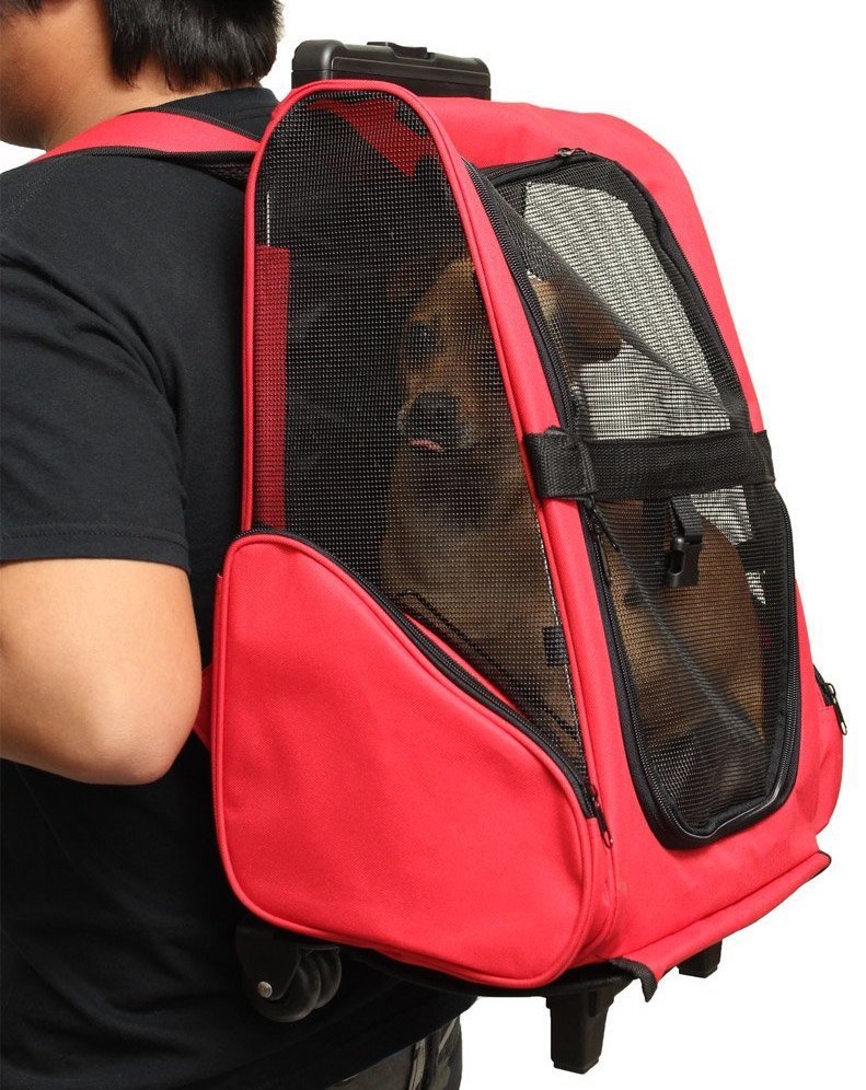 Buy Pet Travel Backpack Carrier with Wheels (Red) at Mighty Ape NZ