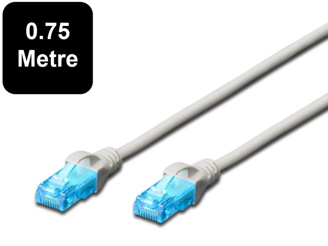 0.75m Digitus UTP Cat5e Network Cable - Grey image
