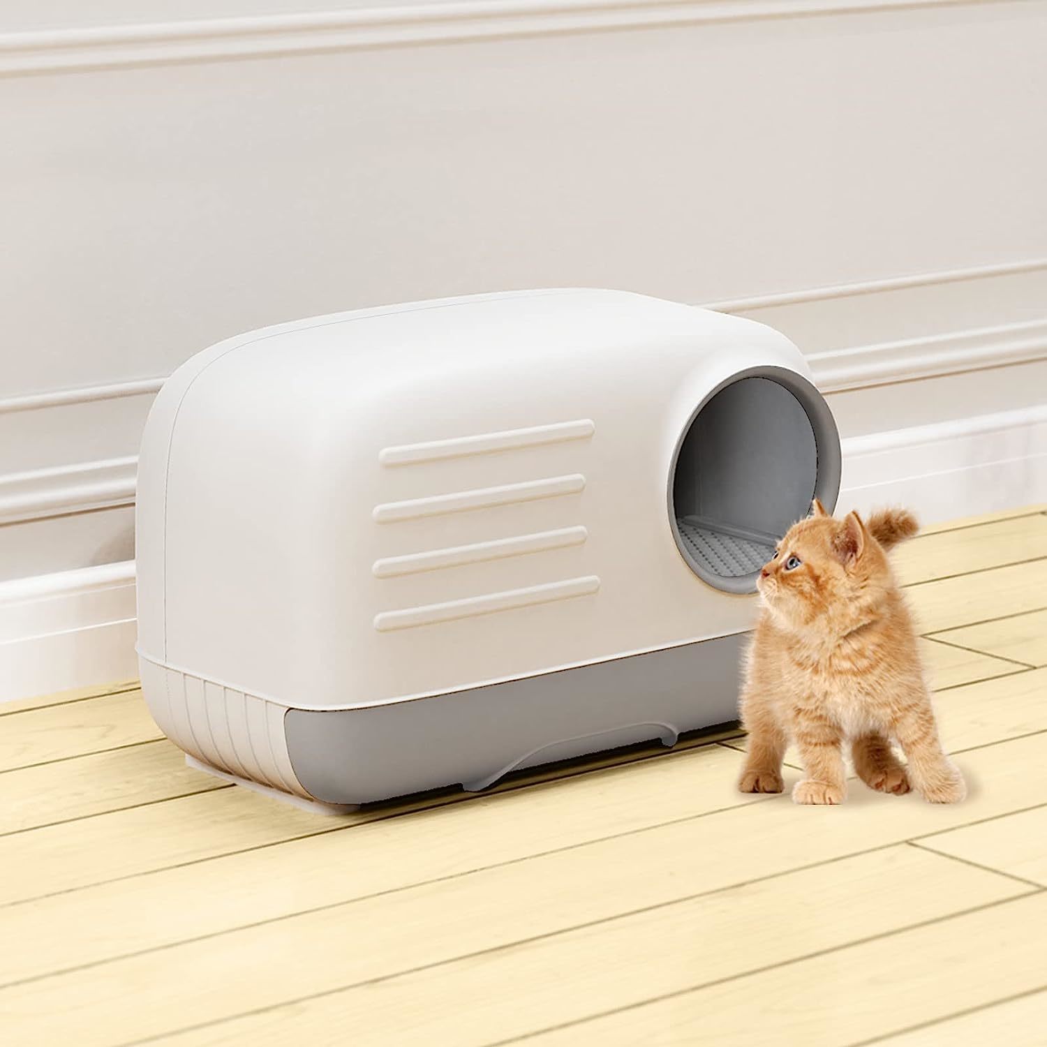 Buy Zoomies Fully Enclosed Cat Litter Box Grey at Mighty Ape NZ