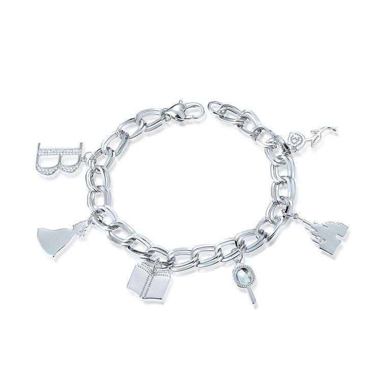 Disney Couture Princess Belle Charm Bracelet - White Gold image